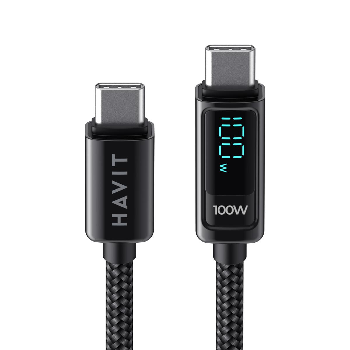 Havit CB6247 Type-C to Type-C Göstergeli Şarj Kablosu PD100W
