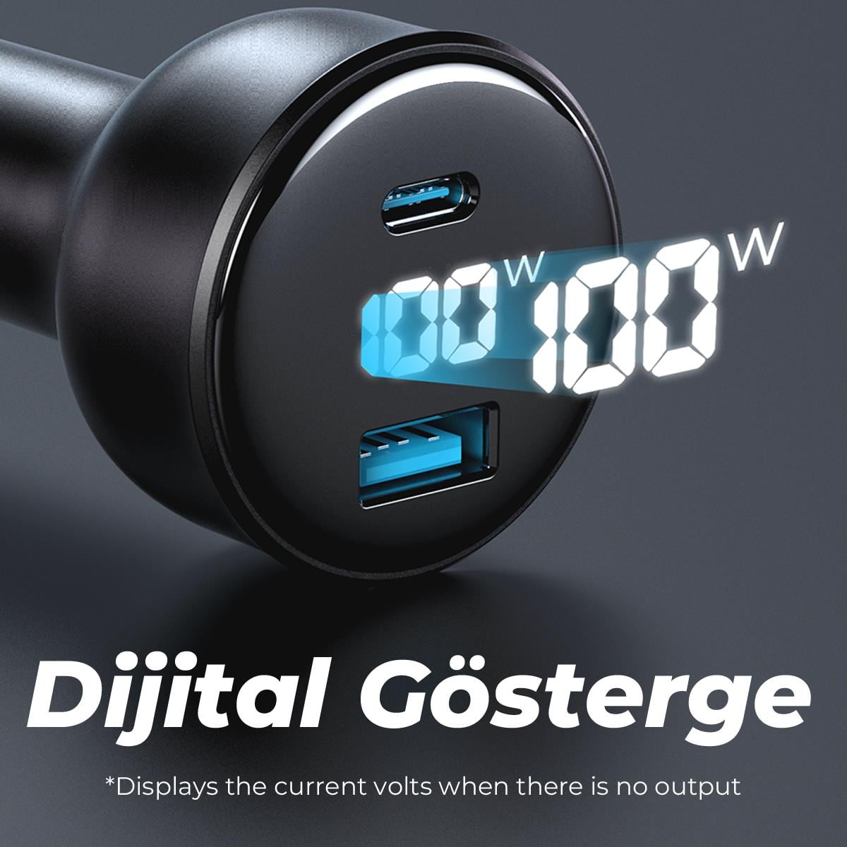 Havit CC100W 100W PD Dijital Göstergeli Ultra Hızlı Araç Şarj Aleti