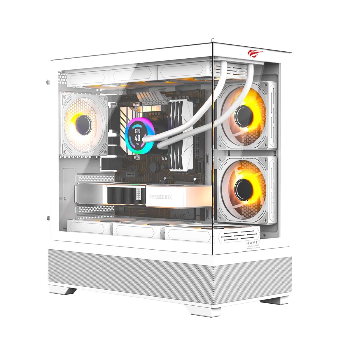 Havit CF925 Tamperlı Cam Gaming Oyuncu Kasası 3 Fanlı Beyaz - Kumandalı ve Modüllü ITX/M-ATX/ATX/E-ATX Uyumlu