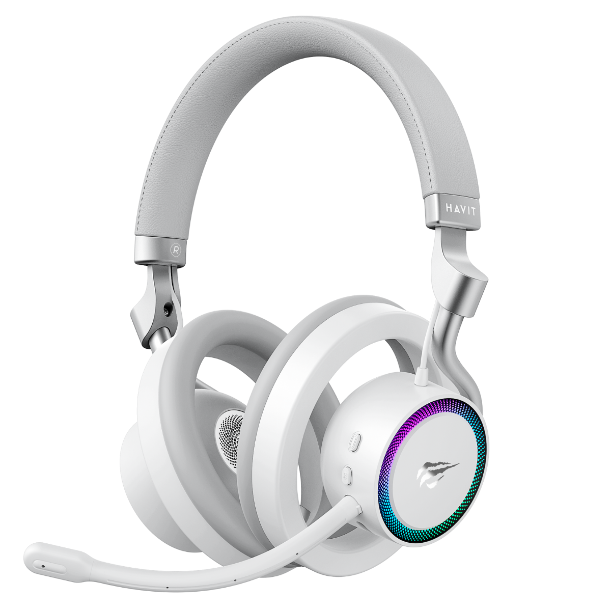 Havit Gamenote Fuxi-H8 Gaming Oyuncu Mikrofonlu Kulaklık (OHS, RGB, 6 Modlu Bağlantı, 32mm Sürücü, Type-C, 3.5mm, 2.4GHz Kablosuz) - Beyaz