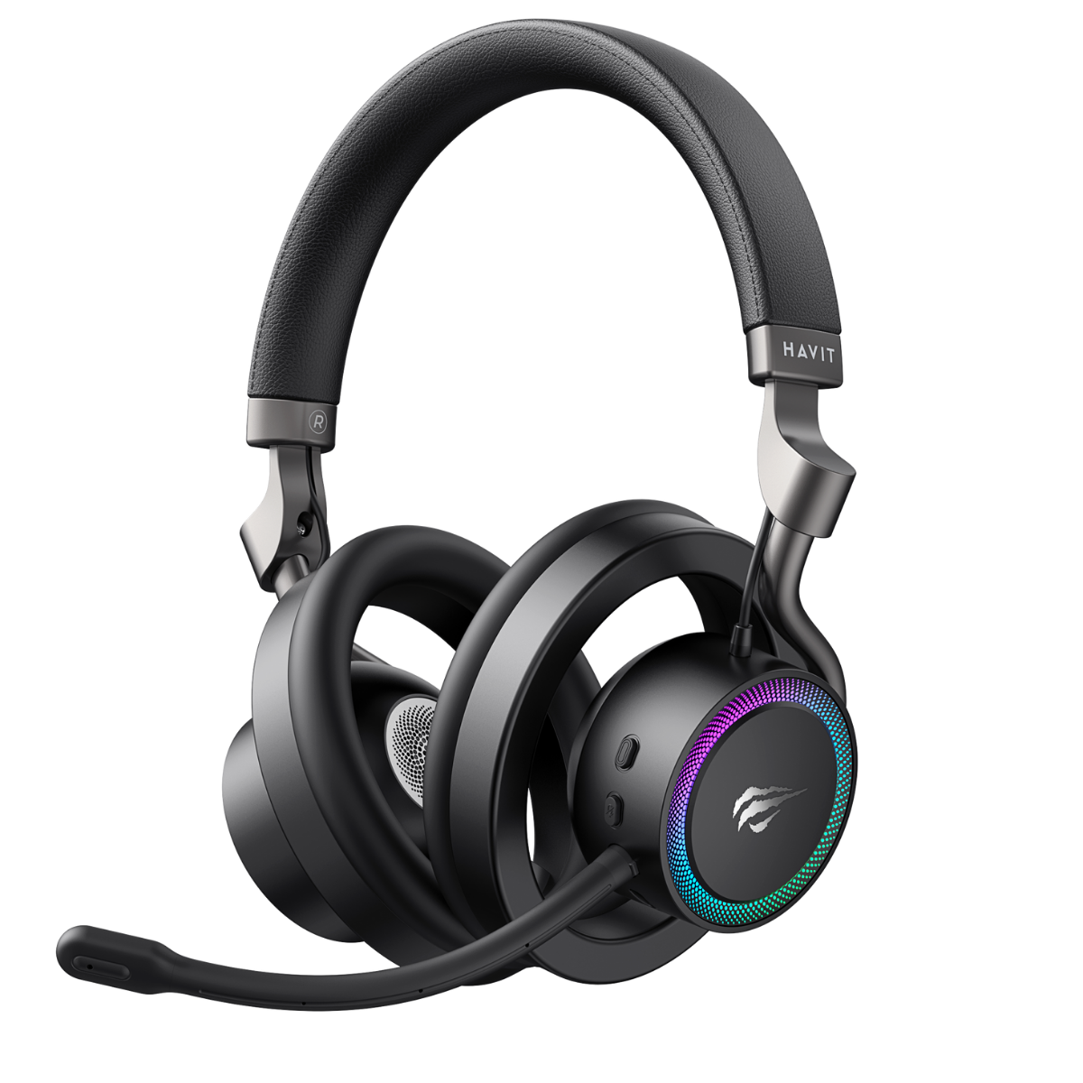 Havit Gamenote Fuxi-H8 Gaming Oyuncu Mikrofonlu Kulaklık (OHS, RGB, 6 Modlu Bağlantı, 32mm Sürücü, Type-C, 3.5mm, 2.4GHz Kablosuz) - Siyah