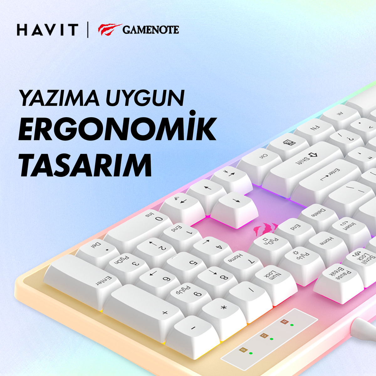 Havit Gamenote KB876L RGB Gaming Klavye - Beyaz