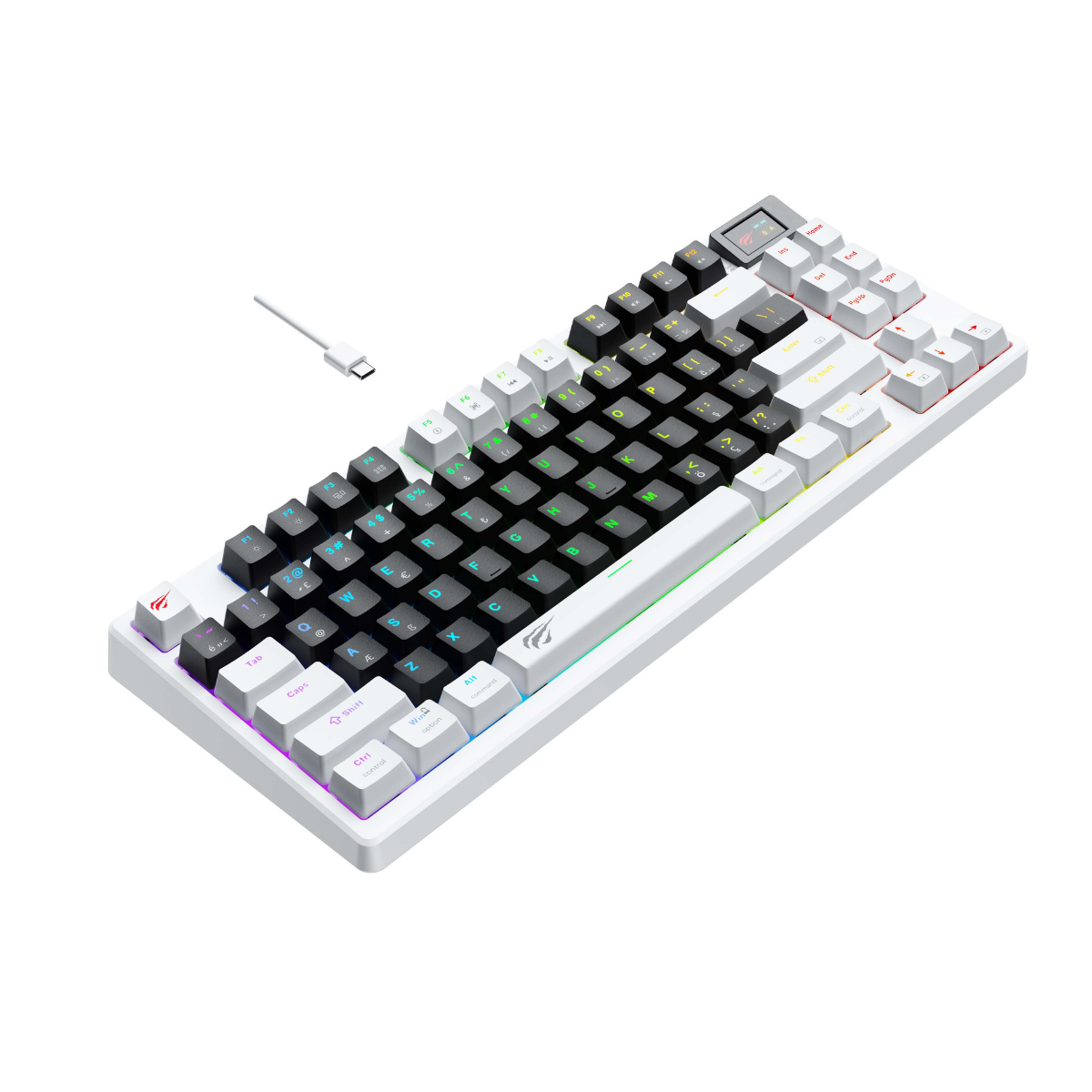 Havit Gamenote Kb884L Rgb Mekanik Türkçe Klavye 1.06inç Tft-lcd Ekran - Brown Switch