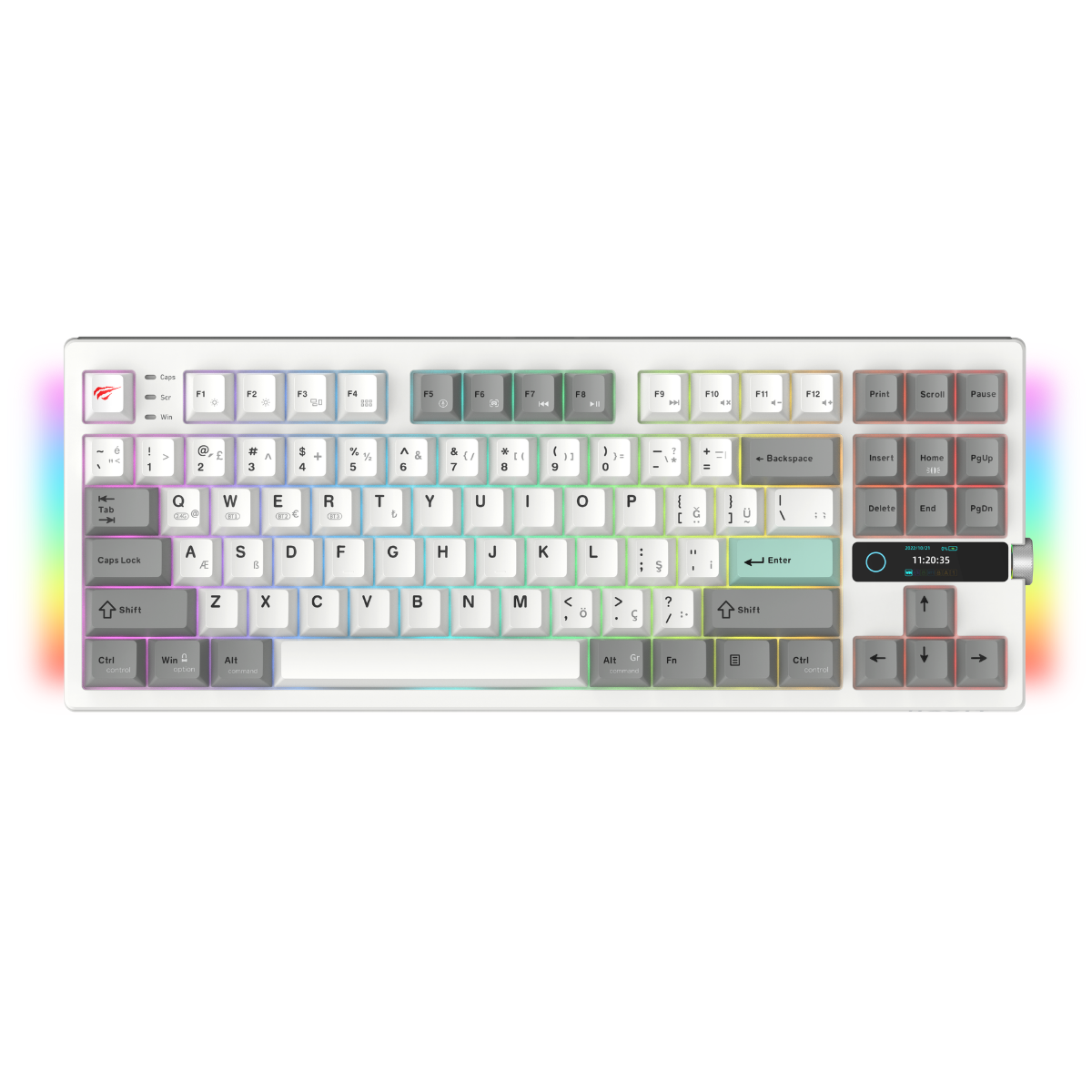 Havit Gamenote KB909L RGB Kablosuz Mekanik Klavye - Beyaz