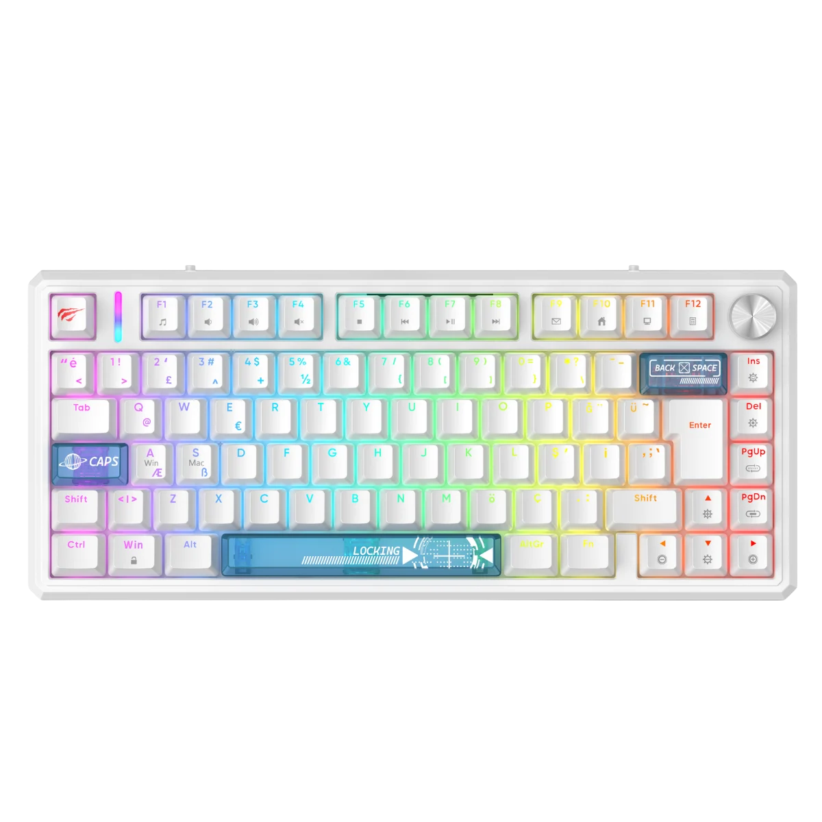 Havit Gamenote KB916L Pro-TUR RGB Manyetik Mekanik Oyuncu Klavyesi - Beyaz