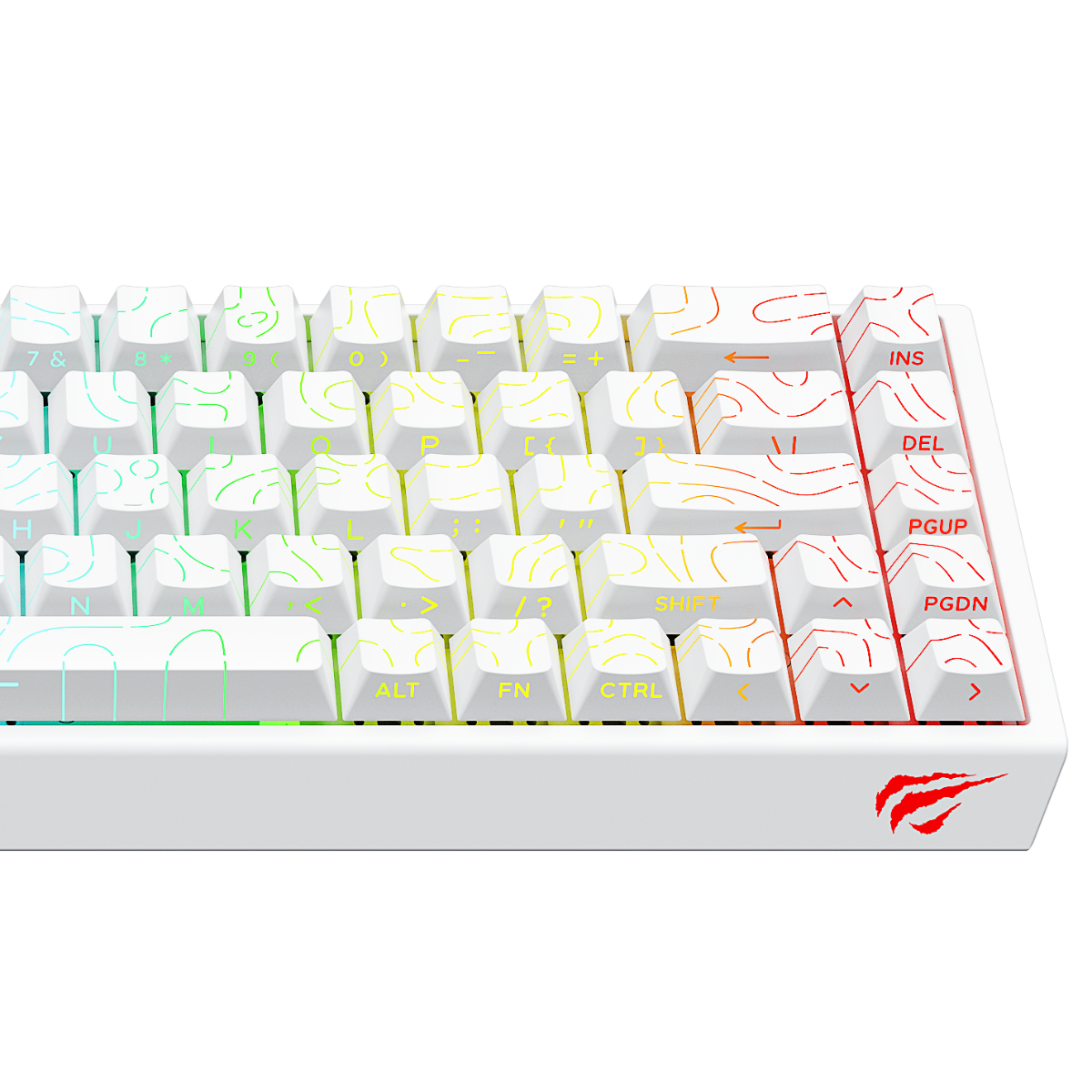 Havit Gamenote KB922L RGB Mekanik Klavye 68 Tuş PBT Keycap Full Rollover - Beyaz