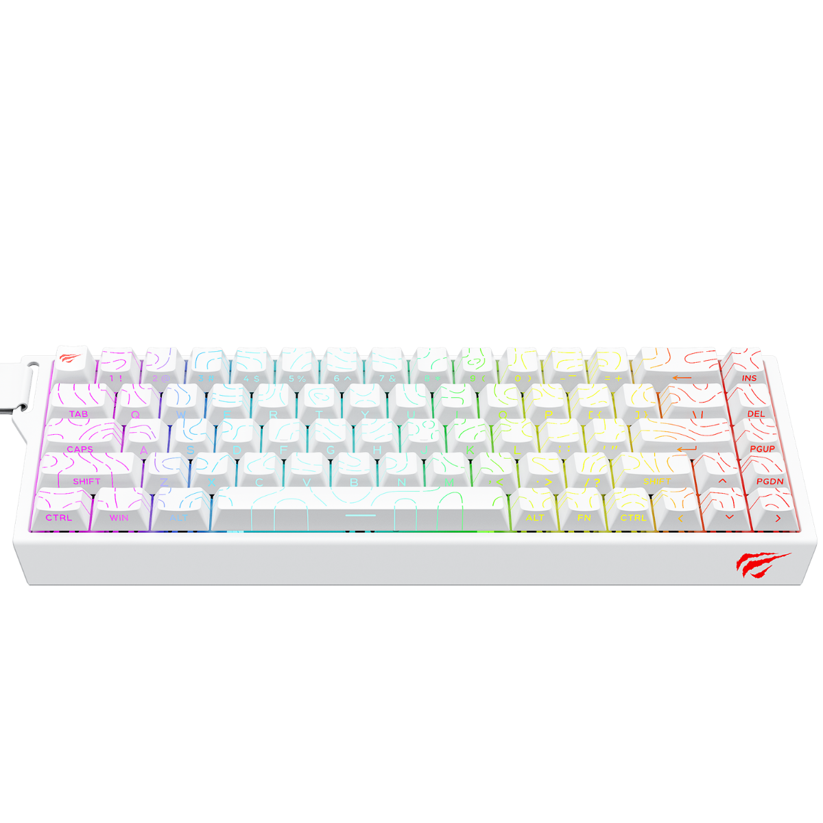 Havit Gamenote KB922L RGB Mekanik Klavye 68 Tuş PBT Keycap Full Rollover - Beyaz