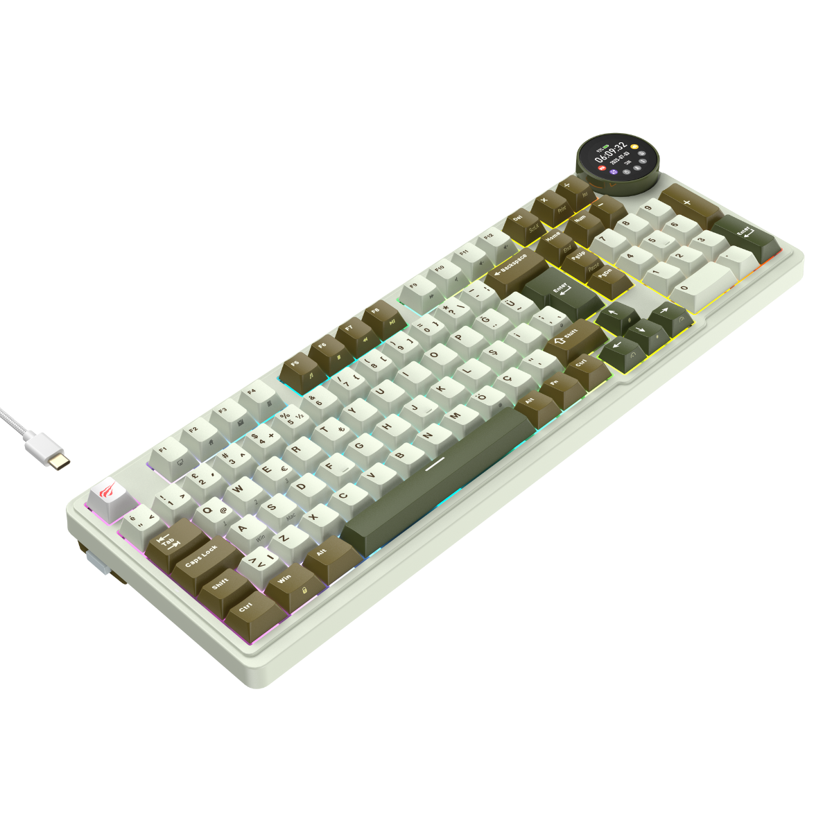 Havit Gamenote KB923L Pro Kablosuz Mekanik RGB Oyuncu Klavyesi TFT Ekranlı - Kahverengi