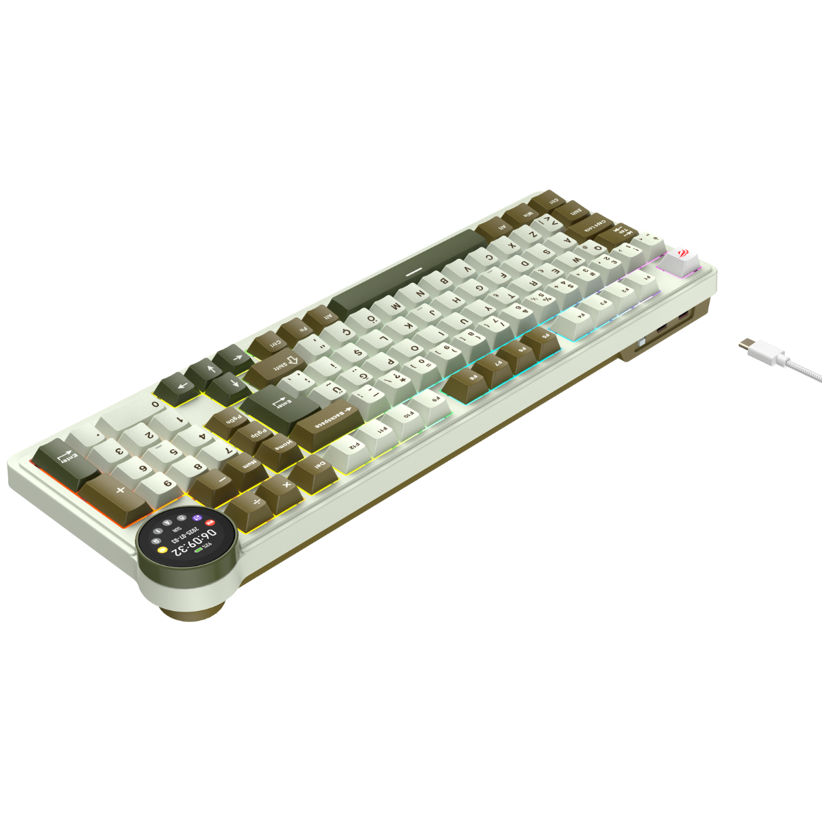 Havit Gamenote KB923L Pro Kablosuz Mekanik RGB Oyuncu Klavyesi TFT Ekranlı - Kahverengi