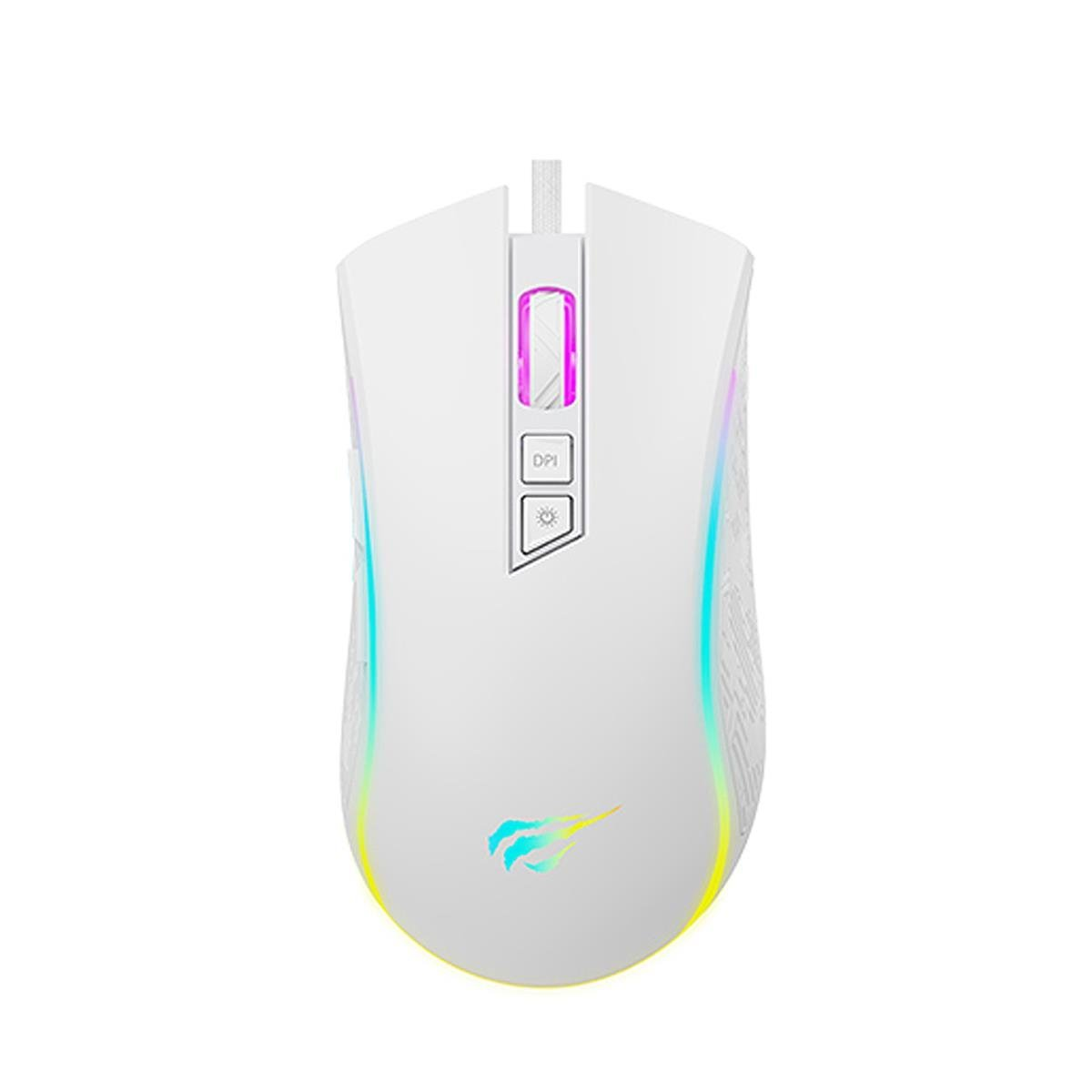 Havit Gamenote MS1034-V2 RGB Gaming Makrolu Programlanabilir Oyuncu Mouse - Beyaz