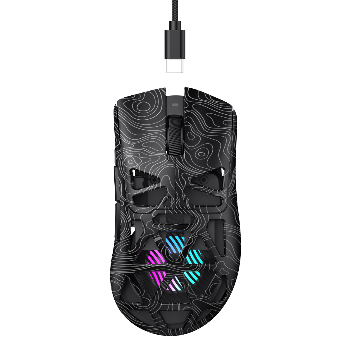 Havit Gamenote MS1043WB Kablosuz Gaming Mouse – 24K DPI, 2.4GHz + BT5.3 + Type-C, Hafif Tasarım, RGB - Siyah