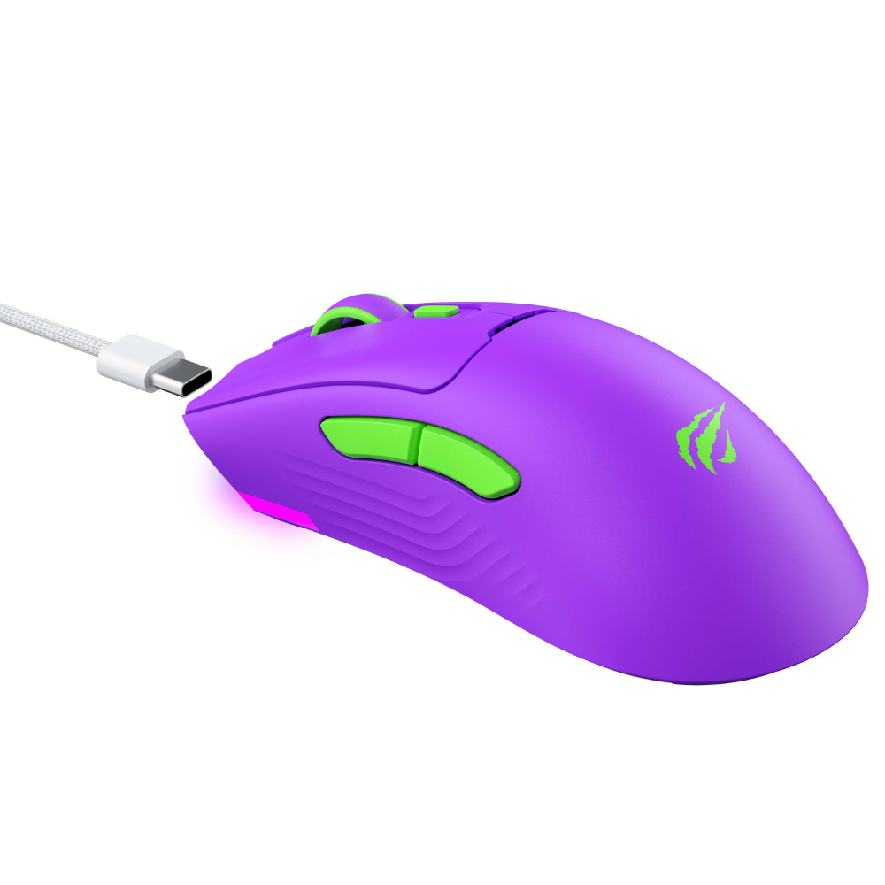 Havit Gamenote MS966WB Profesyonel RGB Wireless Gaming Mouse 4 Modlu - Mor