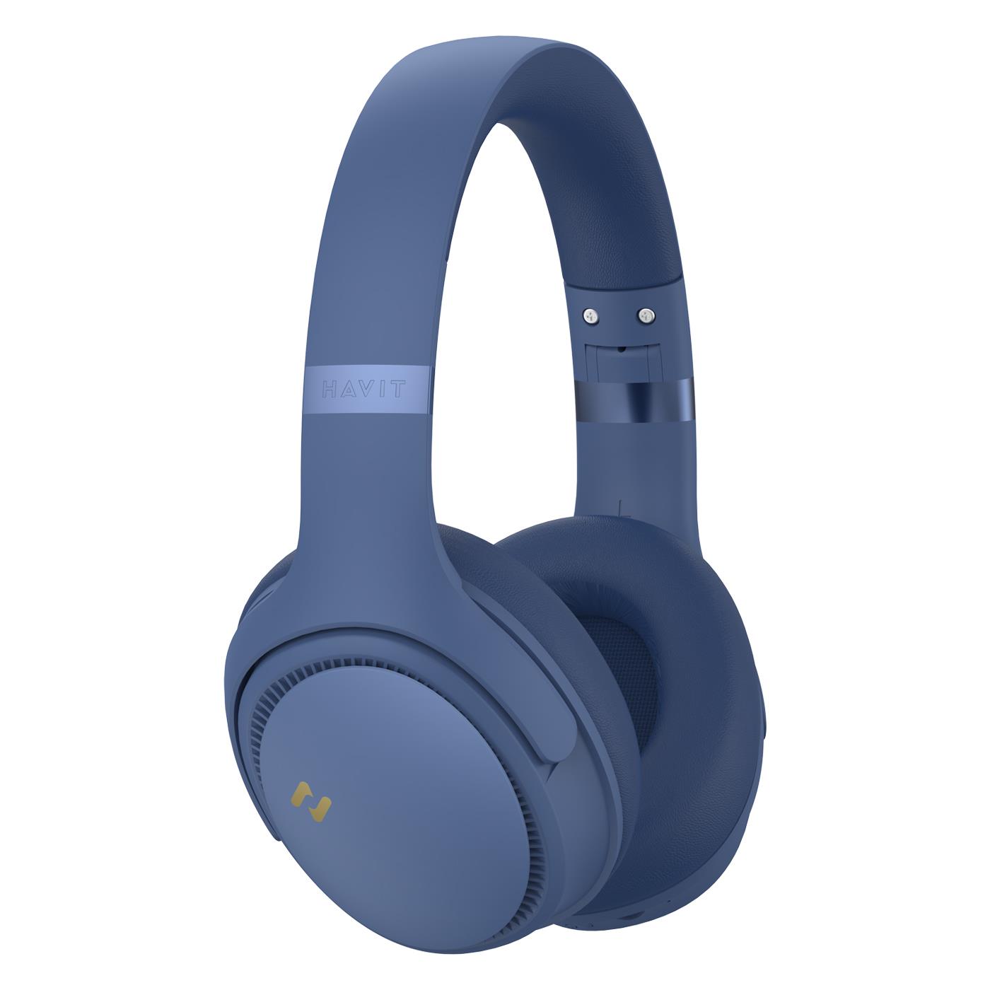 Havit H630BT PRO ANC Kulak Üstü Katlanabilir Bluetooth Kulaklık - 50 Saat Batarya Çift Cihaz Desteği - Mavi