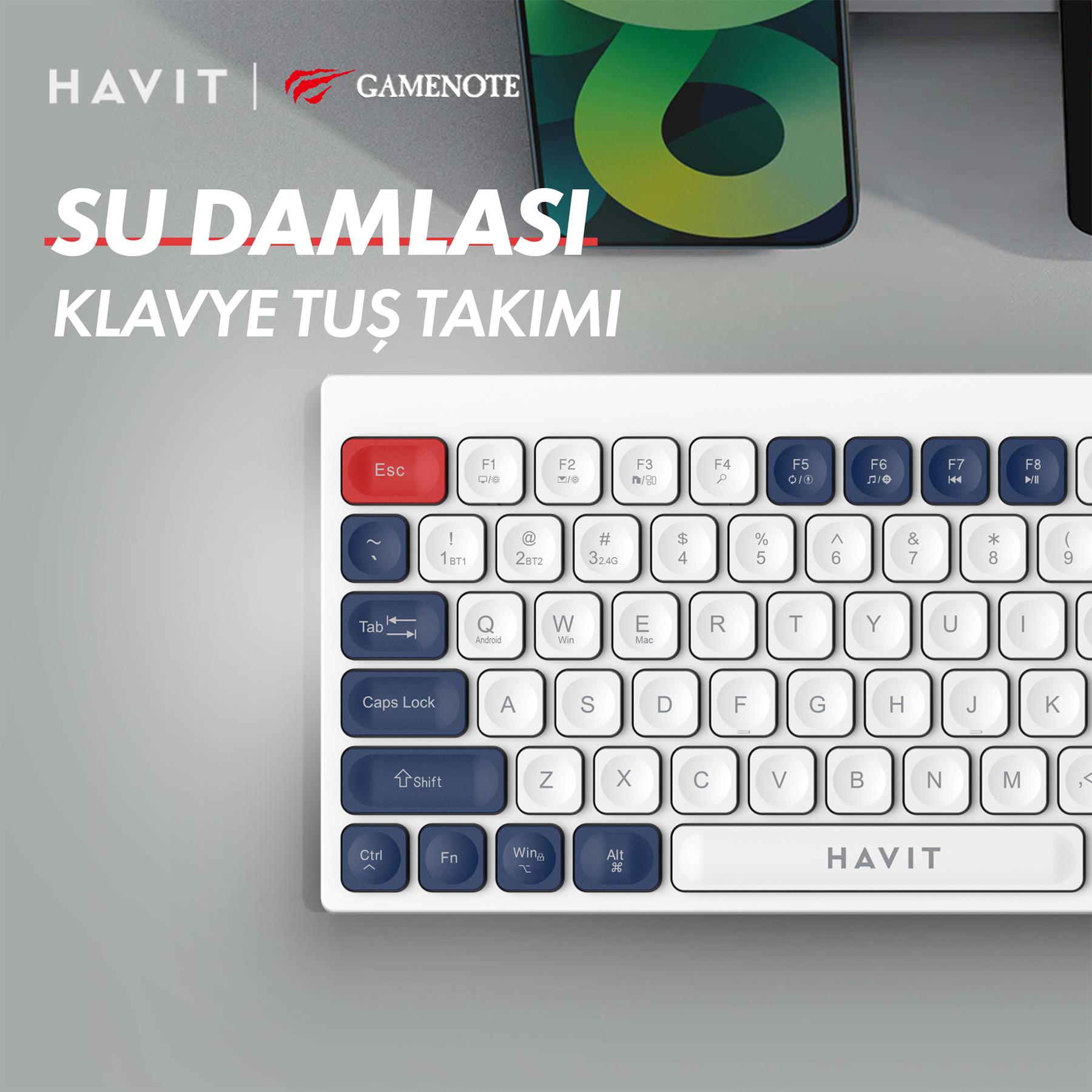 Havit KB830WB Kablosuz Klavye Mouse Set - Beyaz