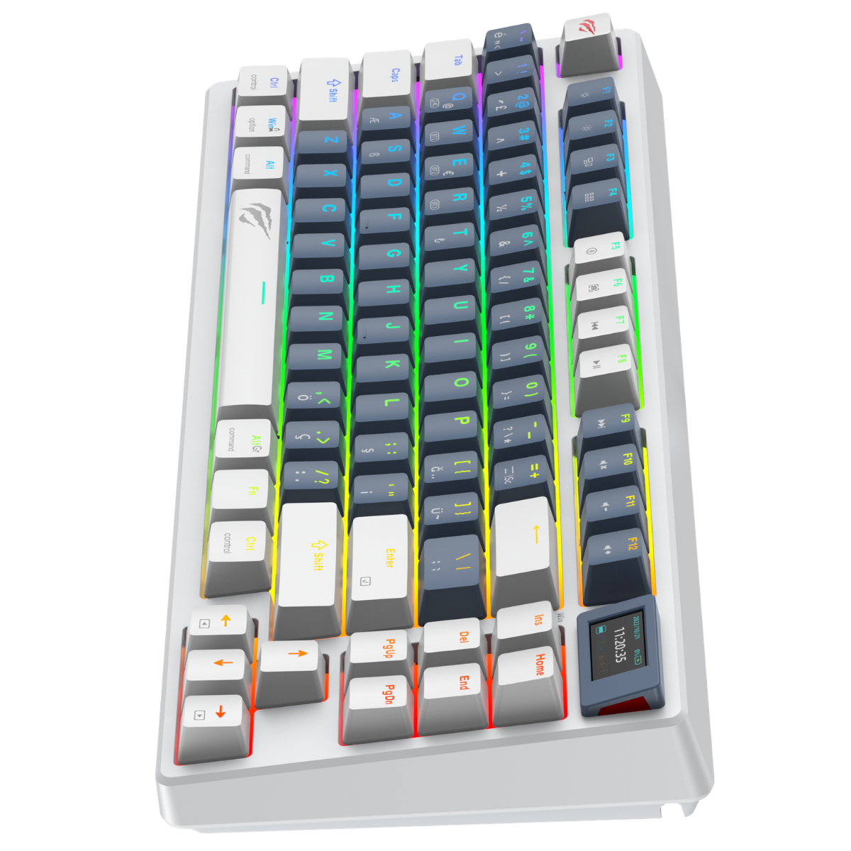 Havit KB884L Pro Hot-Swap Türkçe Gaming Mekanik Klavye - Tft Ekranlı, 3 Modlu,(BT/2.4G/Kablolu) - Beyaz
