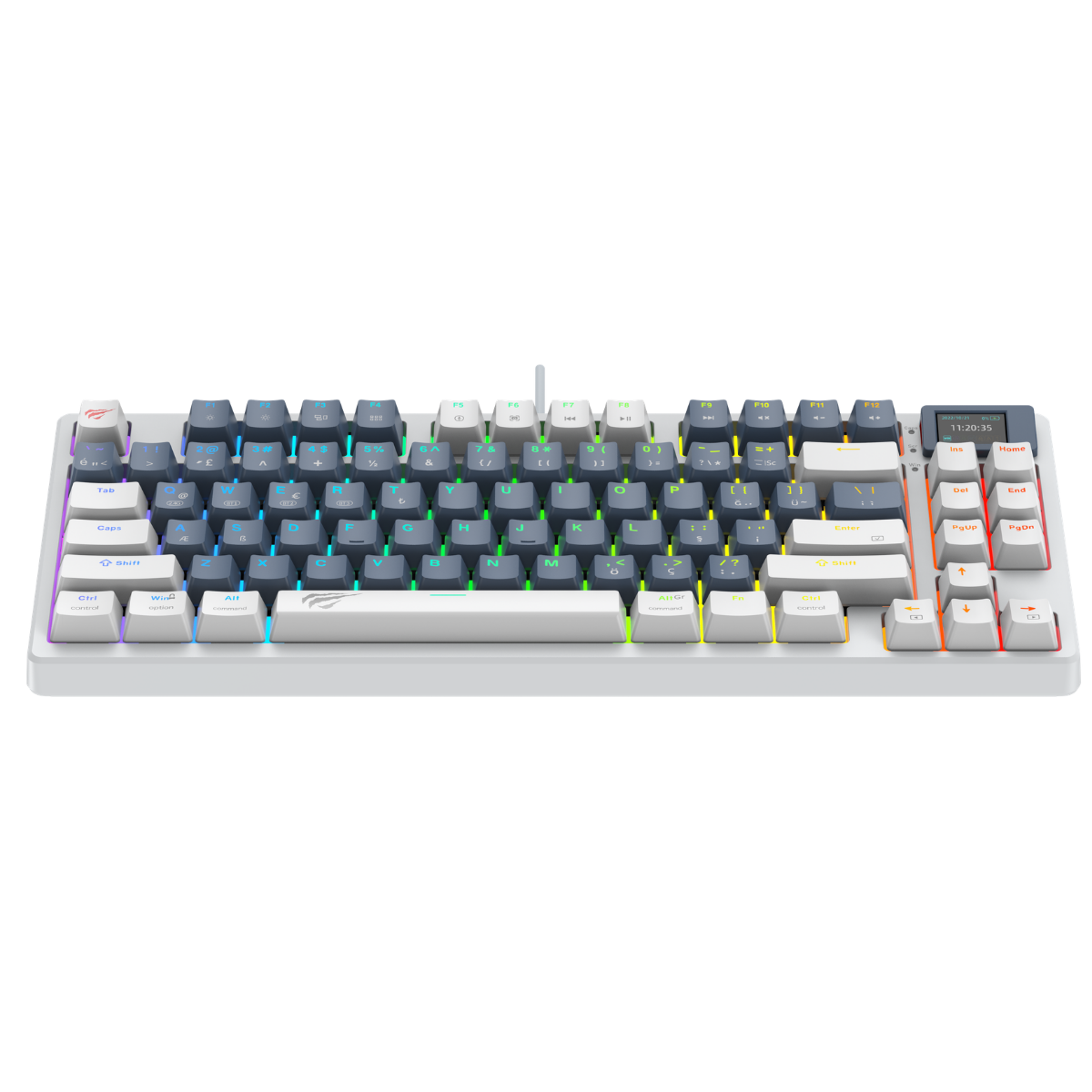 Havit KB884L Pro Hot-Swap Türkçe Gaming Mekanik Klavye - Tft Ekranlı, 3 Modlu,(BT/2.4G/Kablolu) - Beyaz