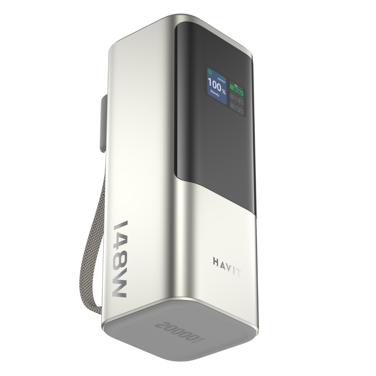 Havit PB38 20.000mAh 148W PD Hızlı Şarj Cihazı Powerbank – Akıllı Dijital Ekranlı ve Dahili USB-C Kablolu