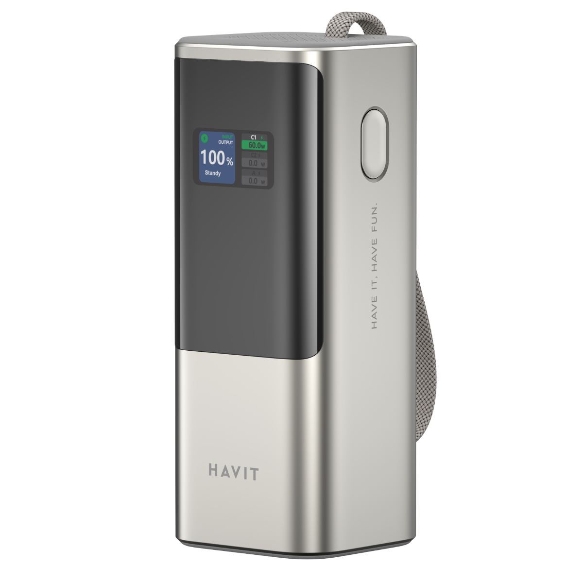 Havit PB38 20.000mAh 148W PD Hızlı Şarj Cihazı Powerbank – Akıllı Dijital Ekranlı ve Dahili USB-C Kablolu