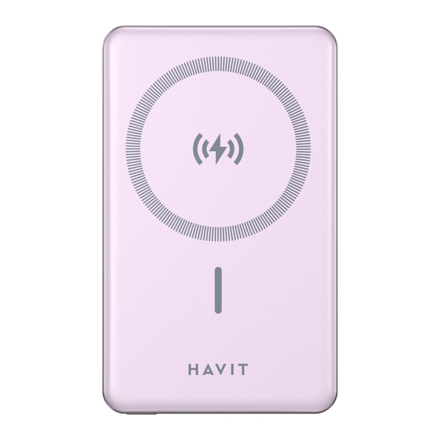 Havit PB5202 5.000mAh Magsafe Manyetik Kablosuz Powerbank Ultra Ince 20W, Iphone Uyumlu - Mor