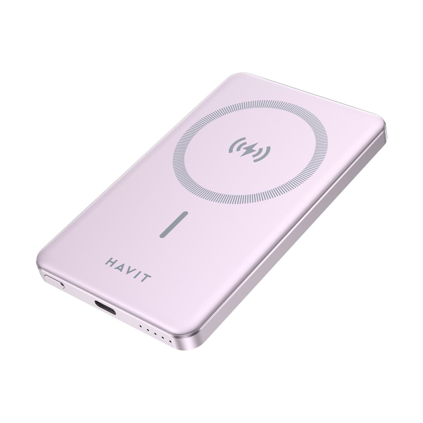 Havit PB5202 5.000mAh Magsafe Manyetik Kablosuz Powerbank Ultra Ince 20W, Iphone Uyumlu - Mor