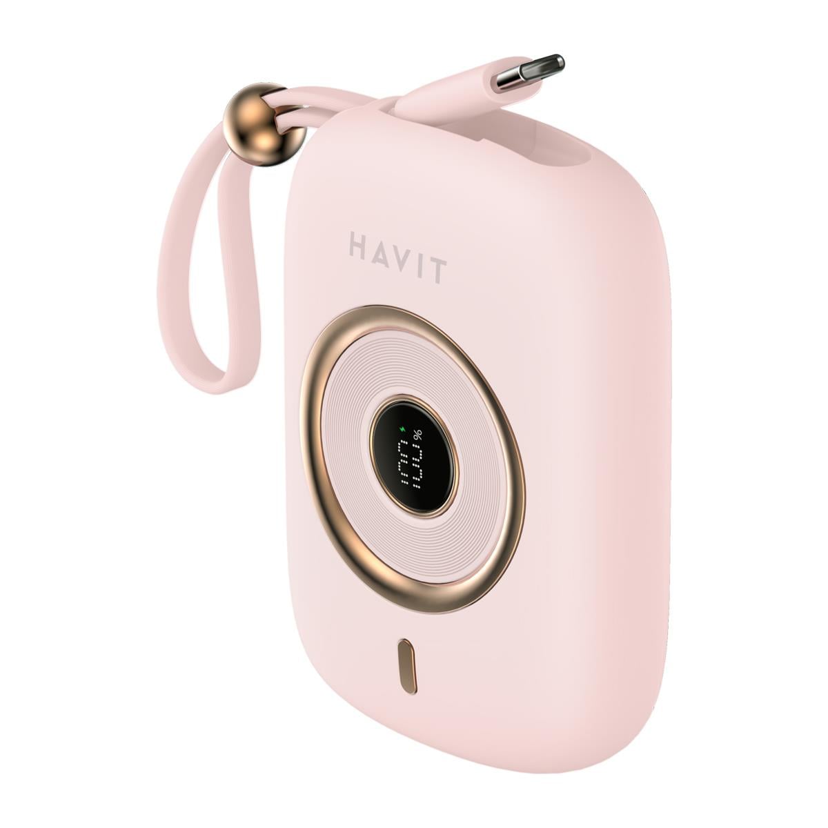 Havit PB5214 PD35W Type-C Kablo 10.000 mAh Powerbank - Pembe