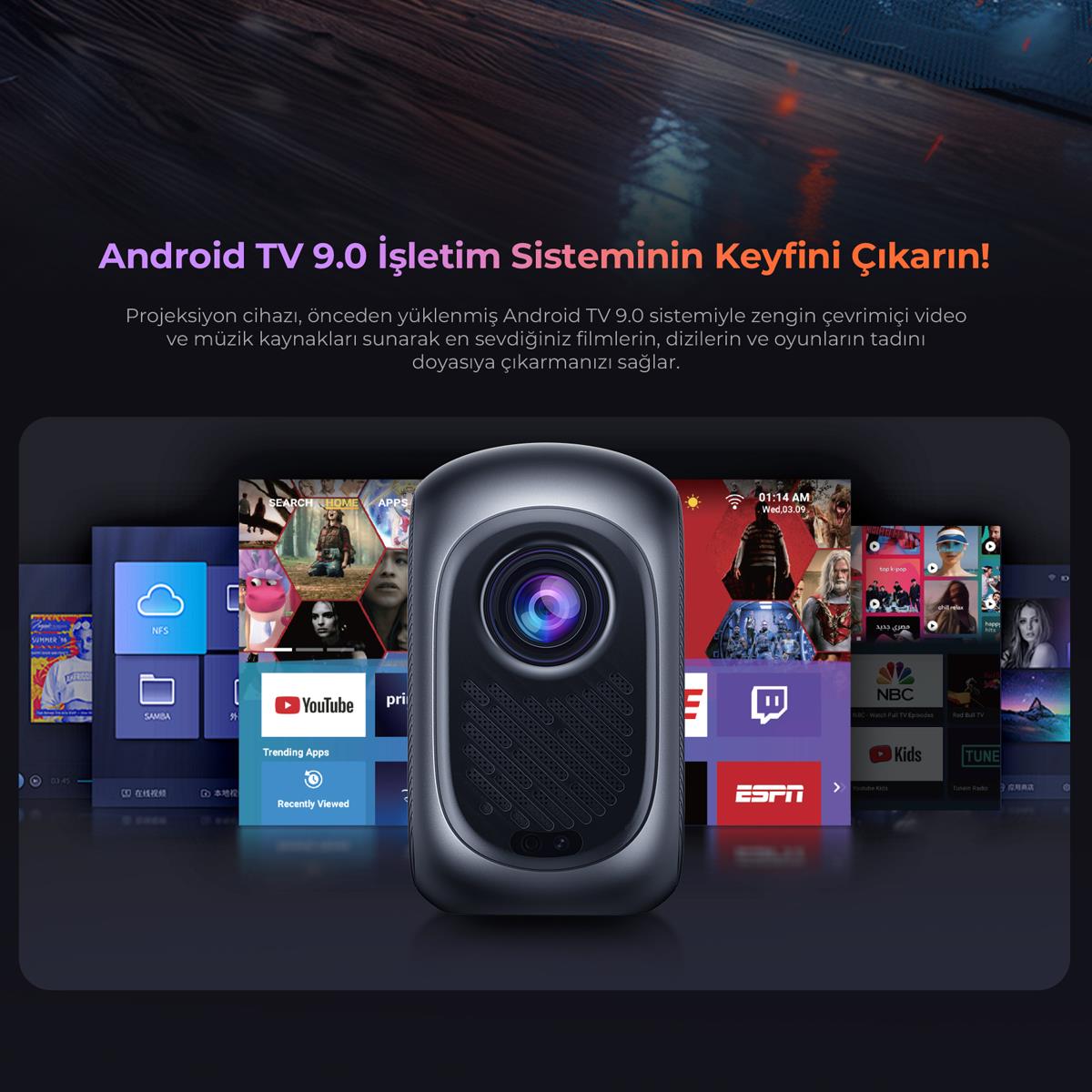 Havit PJ215 Pro Smart Projeksiyon Cihazı Android TV 9.0