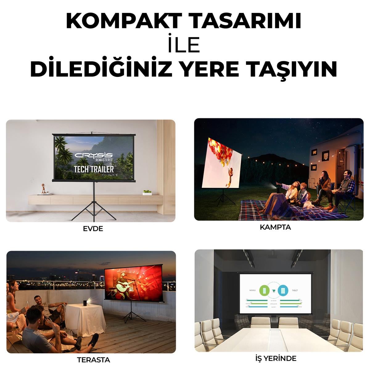 Havit PS100 Ayaklı Projeksiyon Perdesi 100 inç