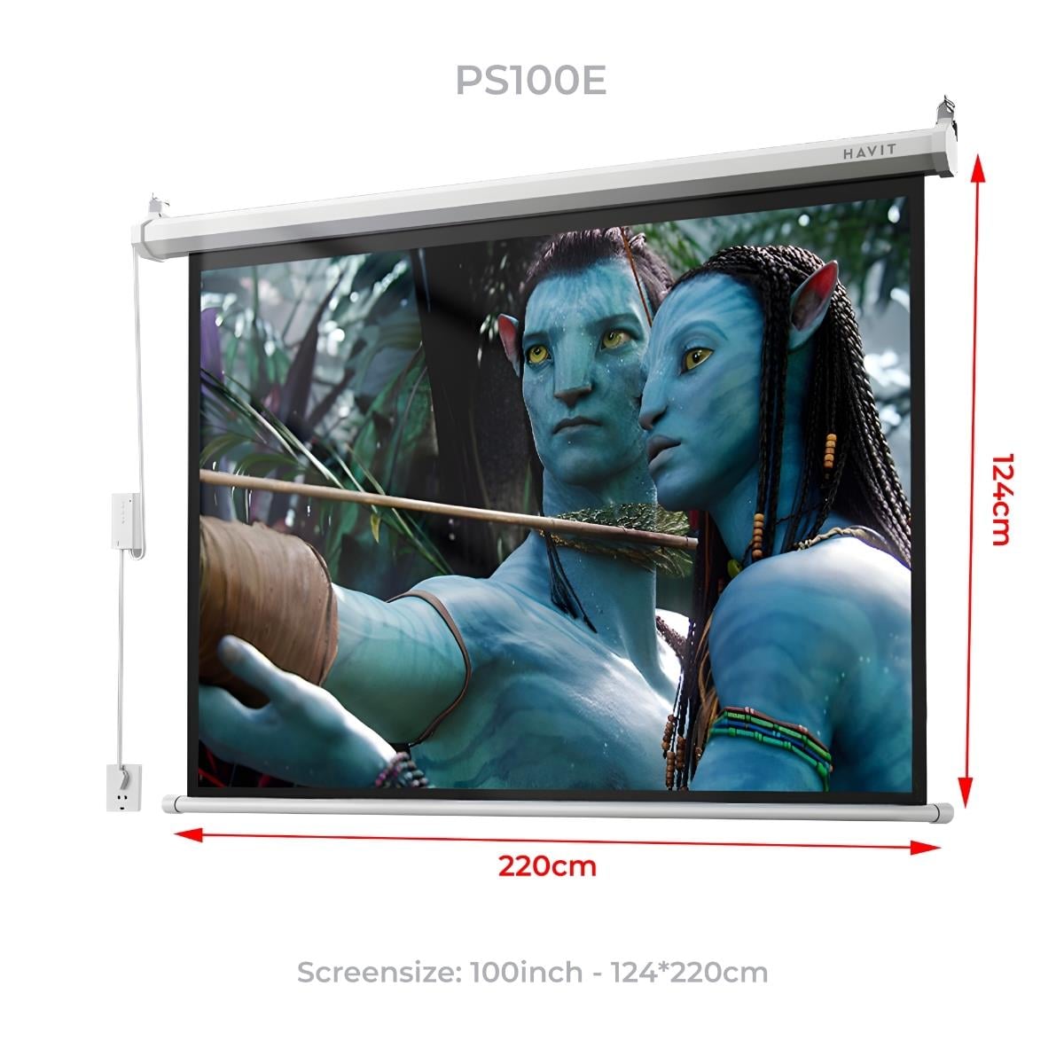 Havit PS100E Duvar Tipi Projeksiyon Motorlu Perdesi 100 İnç - Kumandalı