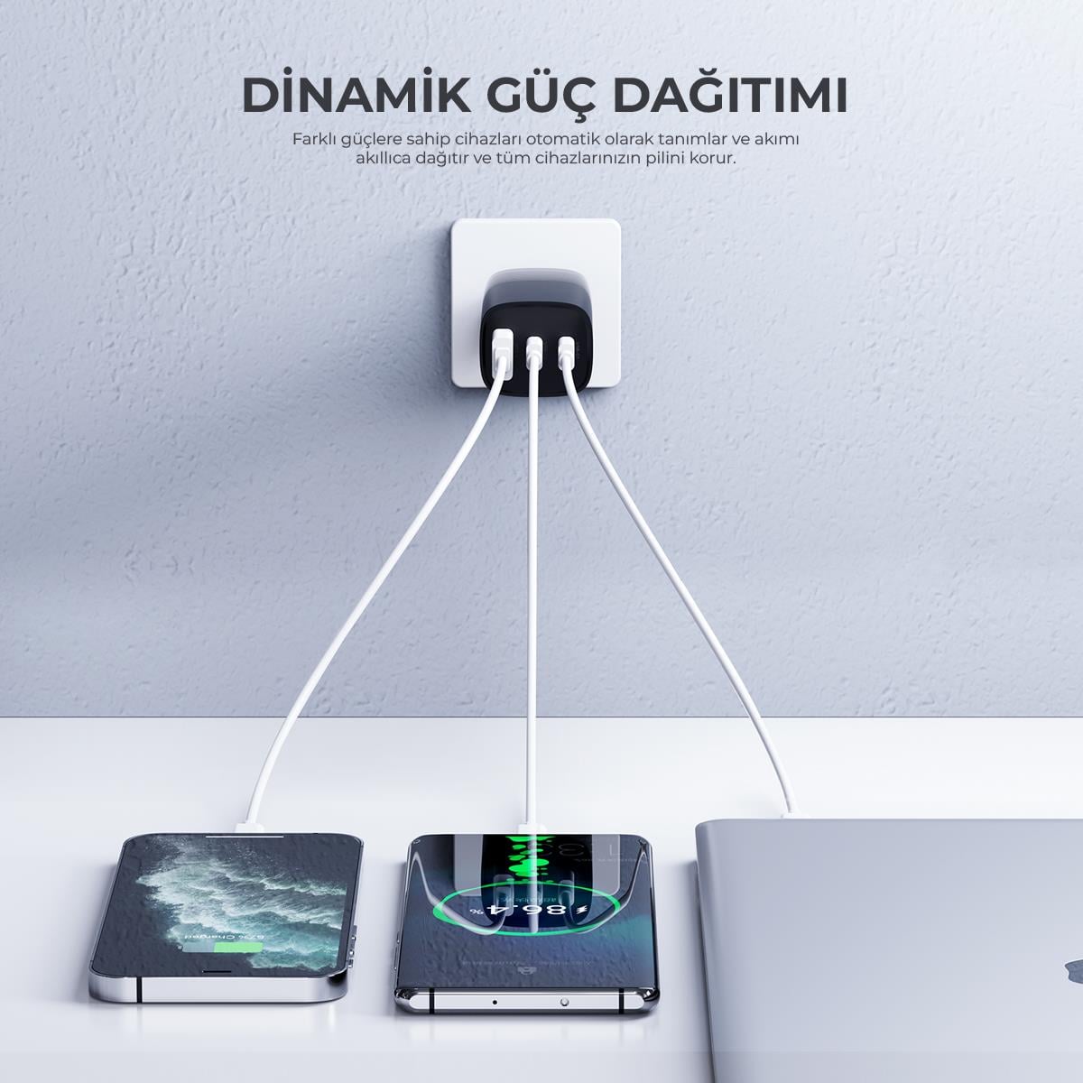 Havit UC20 65W GaN Teknoloji Hızlı Şarj Adaptörü - Siyah
