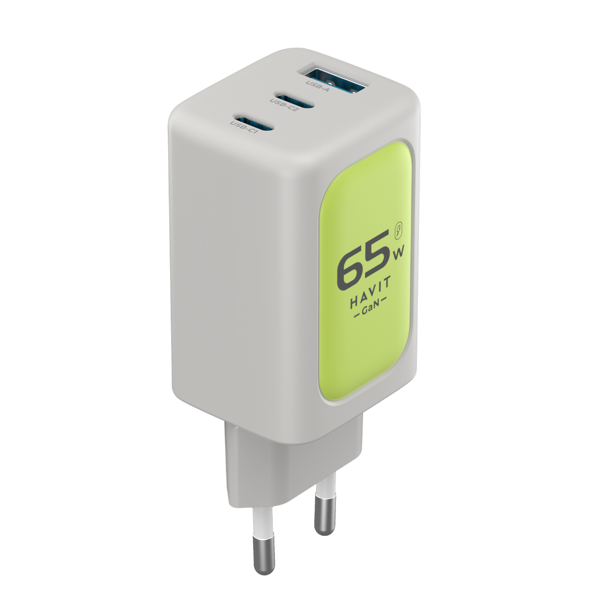 Havit UC260 Kablolu 65W Gan Teknoloji Hızlı Şarj Adaotörü - Gri Yeşil