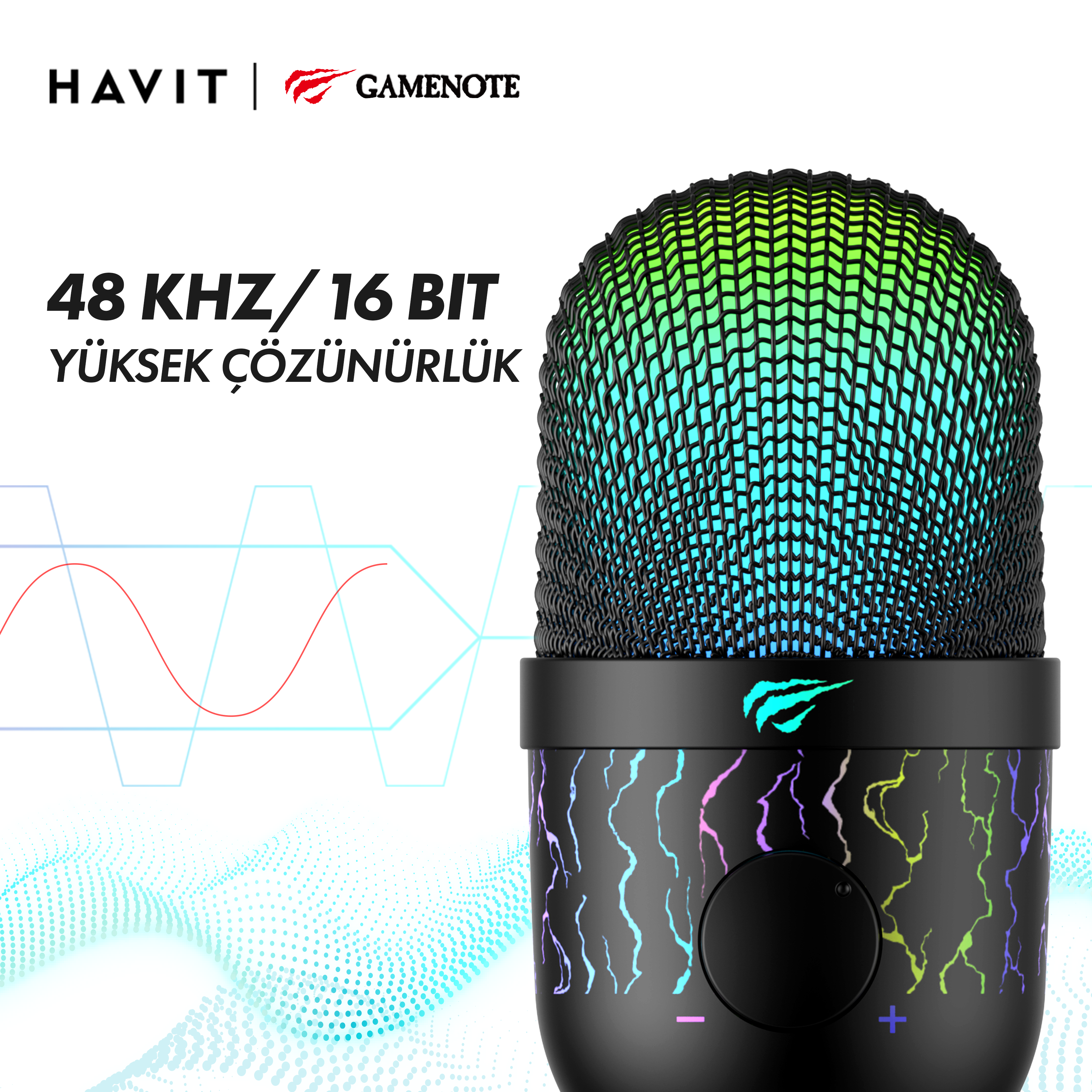 HavitGamenote GK52 RGB Gaming Profesyonel Oyuncu Yayıncı Mikrofonu