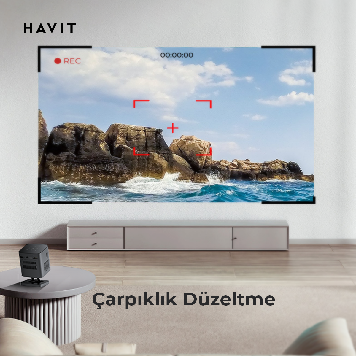 HavitPJ218 Pro Ruby Taşınabilir Bataryalı DLP Projeksiyon Cihazı (YouTube, Netflix, Exxen, Disney+)