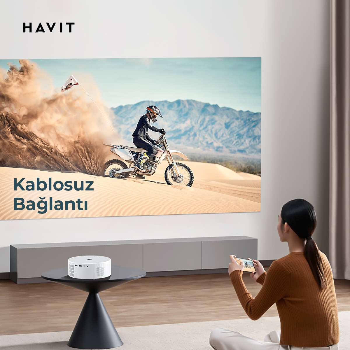 PJ217 Prime Moonstone HD Projeksiyon 1080P Desteği, WiFi, Bluetooth, Ekran Yansıtma Auto Focus