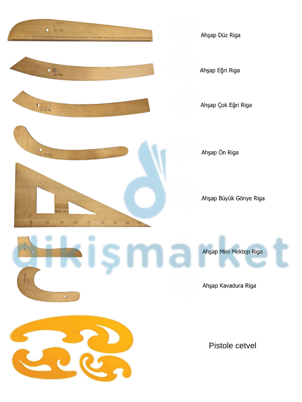 AHŞAP RİGA SETİ VE PİSTOLE  CETVEL
