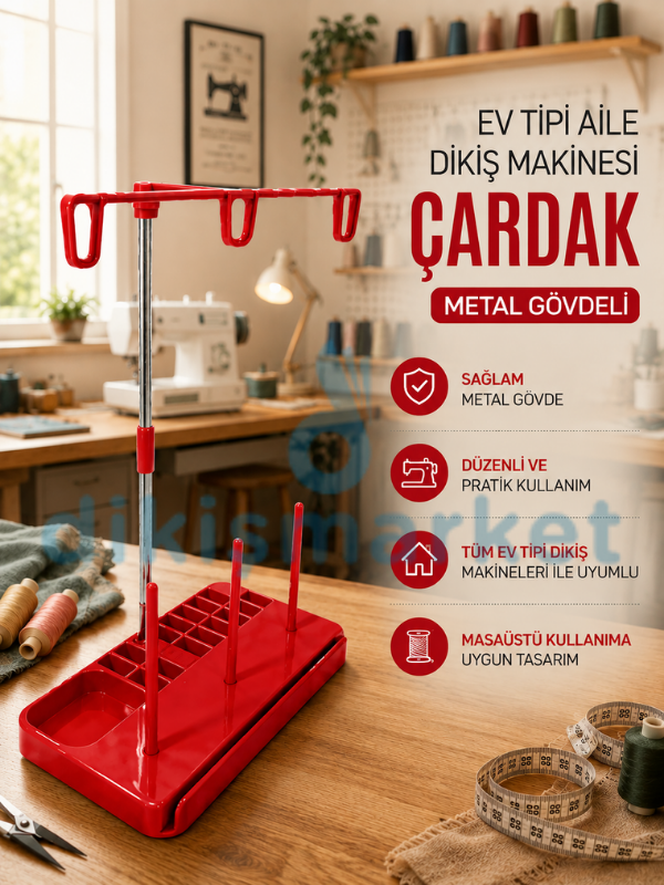 Ev Tipi Dikiş Makine Çardağı|3 İplikli|Mor Metal Çardak Seti|Tüm Ev Tipi Makinelere Uygundur