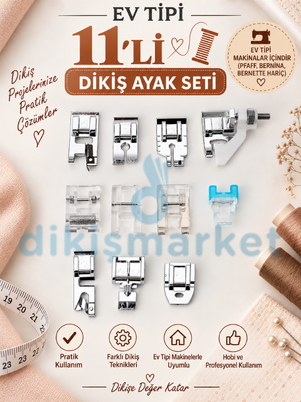 Ev Tipi Dikiş Makinesi GT-11 li Ayak Seti |Tüm Ev Tipi Makinalar İçin Uygundu