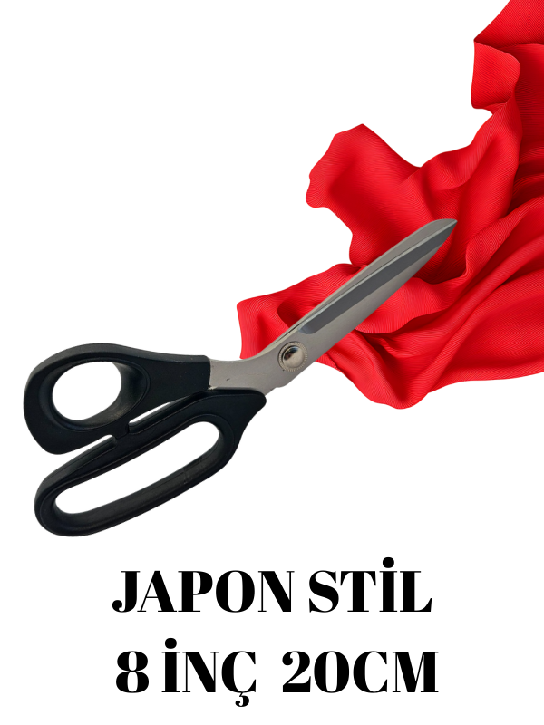 Japon Stili Plastik Saplı Profesyonel Terzi Sol El Makası 8 inç / PIN-K1080L (8)