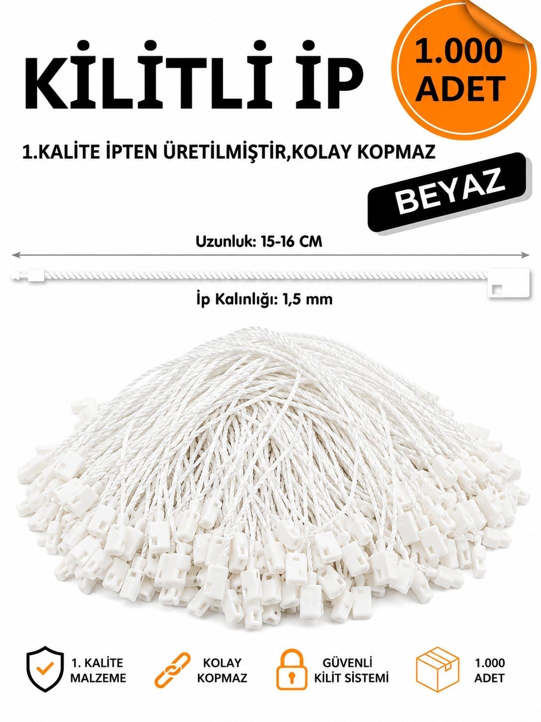 Kilitli ip beyaz 1.000'lİ