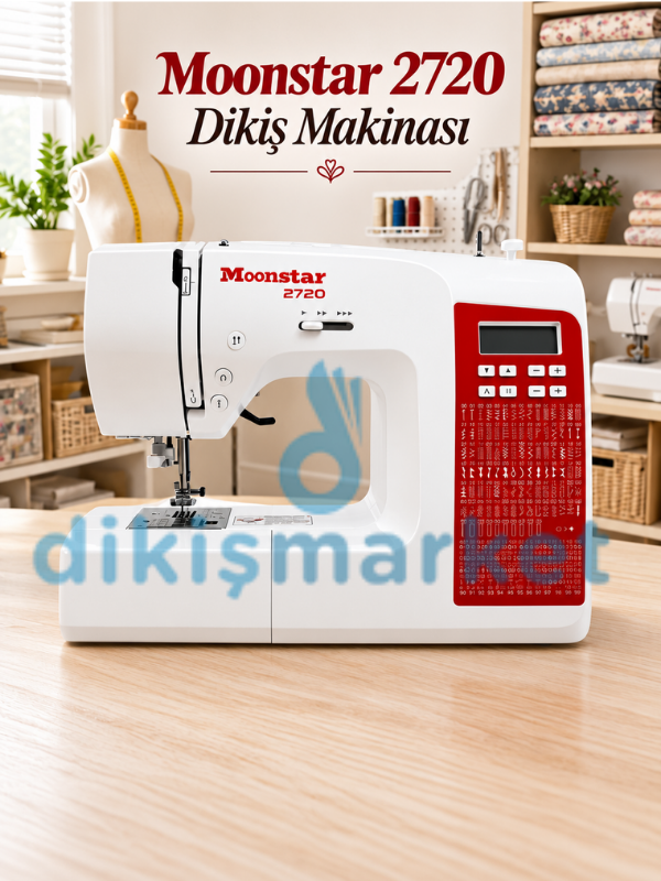 Moonstar 2720 Ev Tipi Elektronik Dikiş Nakış ve Piko Makinesi | 200 Desen | Dahili 6 Farklı Dikiş Ayağı | 7mm Zigzag |Tek Adımda İlik Açabilme | Tam Devir