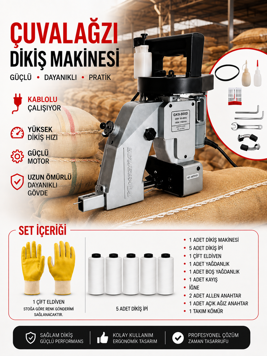 Moonstar GK-26-1A Çuvalağzı Dikiş Makinası Seti