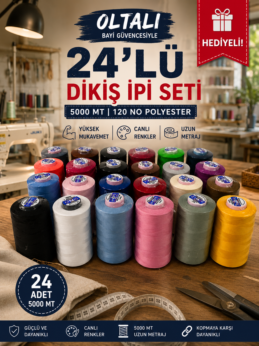 Oltalı 120 No 24Lü Dikiş İpi Seti