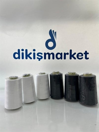120 Numara  Siyah- Beyaz 6li Dikiş İpliği Seti