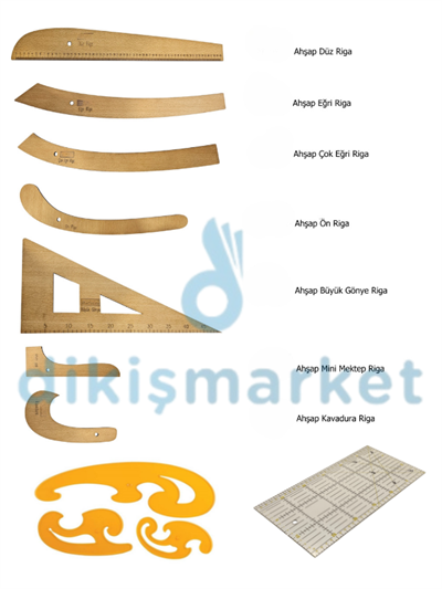 AHŞAP RİGA / PİSTOLE  CETVEL / PATCWORK KIRKYAMA CETVELİ