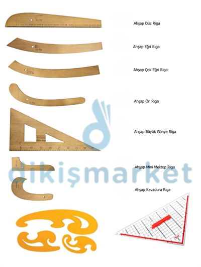 AHŞAP RİGA SETİ PİSTOLE CETVELİ GEODERİK CETVEL