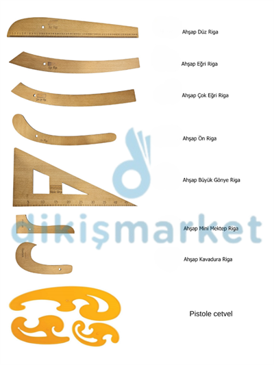 AHŞAP RİGA SETİ VE PİSTOLE  CETVEL