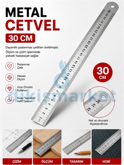 Çelik Cetvel 30cm