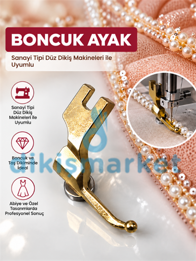 Düz Makina Gold Boncuk Ayak