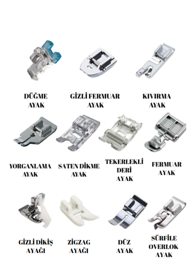 Ev Tipi Aile Dikiş Makinesi 11 li Ayak Seti |Tüm Ev Tipi Makinalar İçin Uygundur