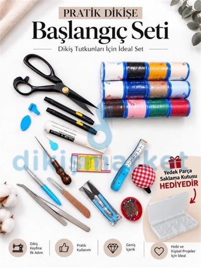 Ev tipi dikiş makinası kursiyerleri için başlangıç seti