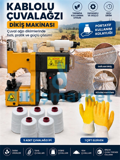 Kablolu Çuval Ağzı Dikiş Makinesi Seti